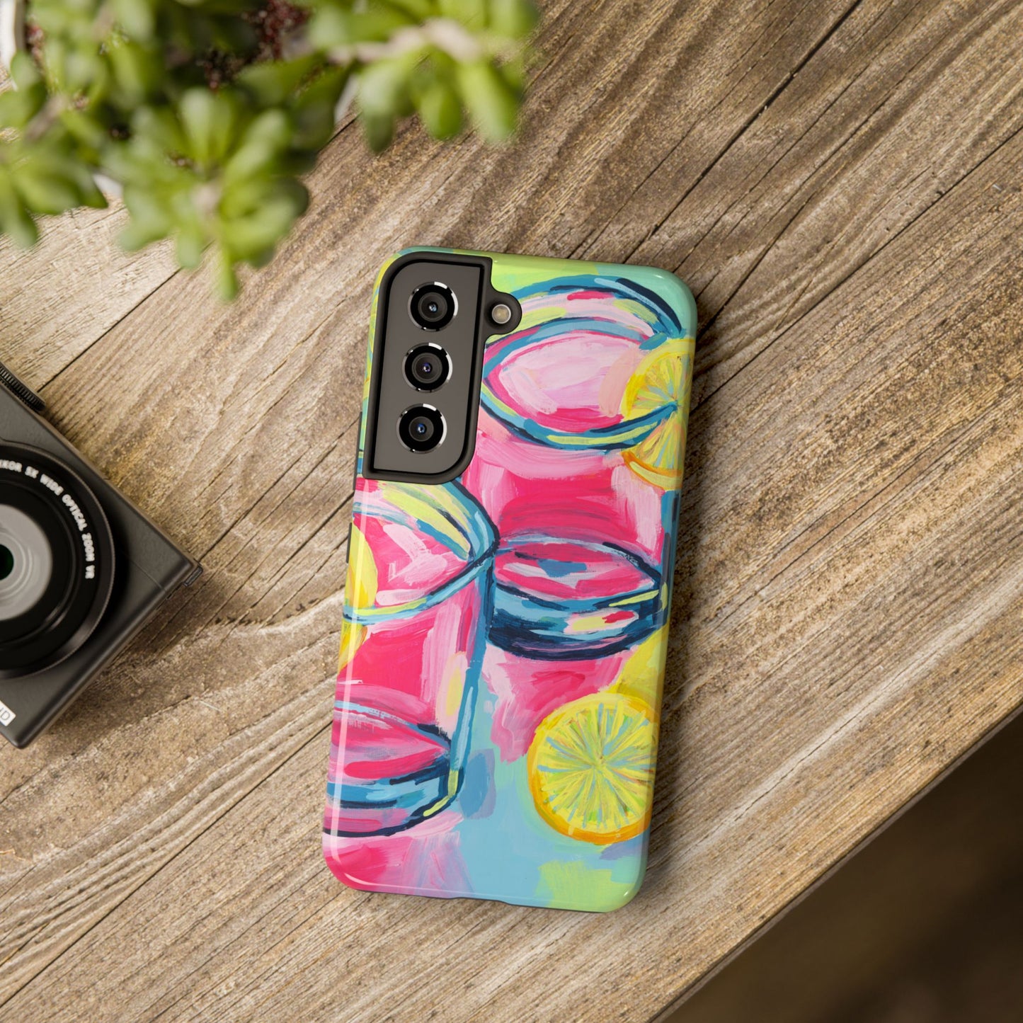 Pink Lemonade Abstract Acrylic Cocktails Tough Phone Case | Various Models Available