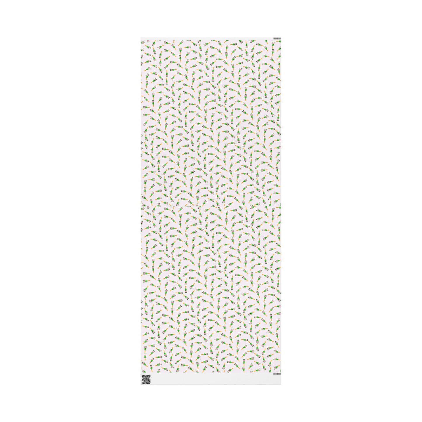 Gift Wrap | Blush Pink & Green Watercolor Champagne Bottles Tossed Pattern | Matte or Glossy | Birthday Bachelorette Preppy Gift Wrap 30" x 72" Matte
