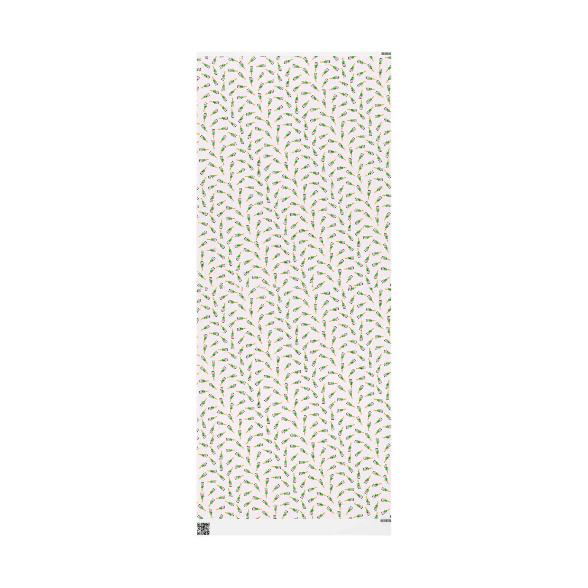 Gift Wrap | Blush Pink & Green Watercolor Champagne Bottles Tossed Pattern | Matte or Glossy | Birthday Bachelorette Preppy Gift Wrap 30" x 72" Matte