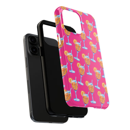Orange & Blue Aperol Spritz Watercolor Pattern Hot Pink Phone Case | Various Models
