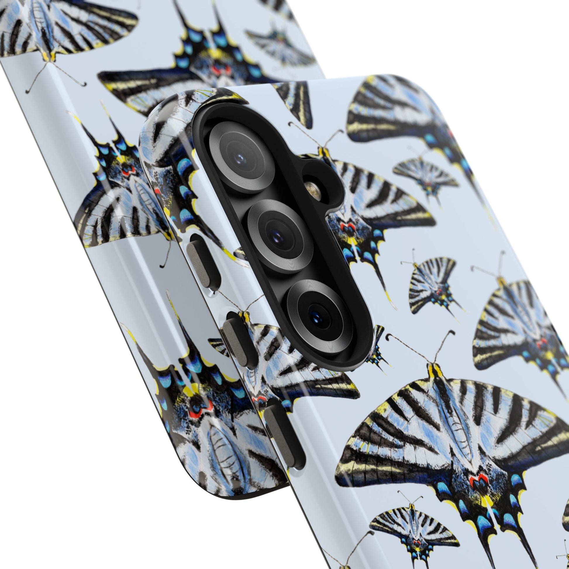 Light Blue Swallowtail Butterflies Watercolor Illustrated Pale Blue Tough Phone Case | Various Models
