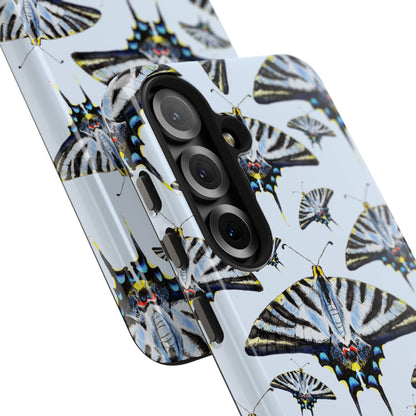 Light Blue Swallowtail Butterflies Watercolor Illustrated Pale Blue Tough Phone Case | Various Models