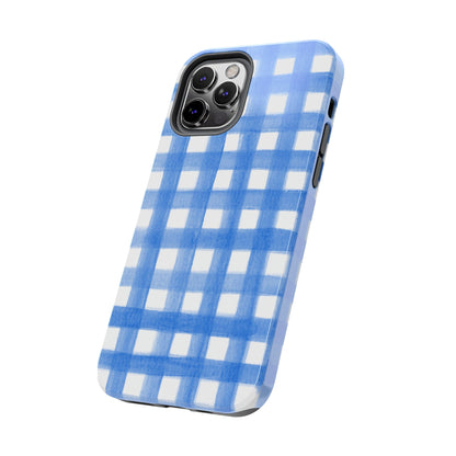 Blue Gingham Watercolor Preppy Tough Phone Case | Various models