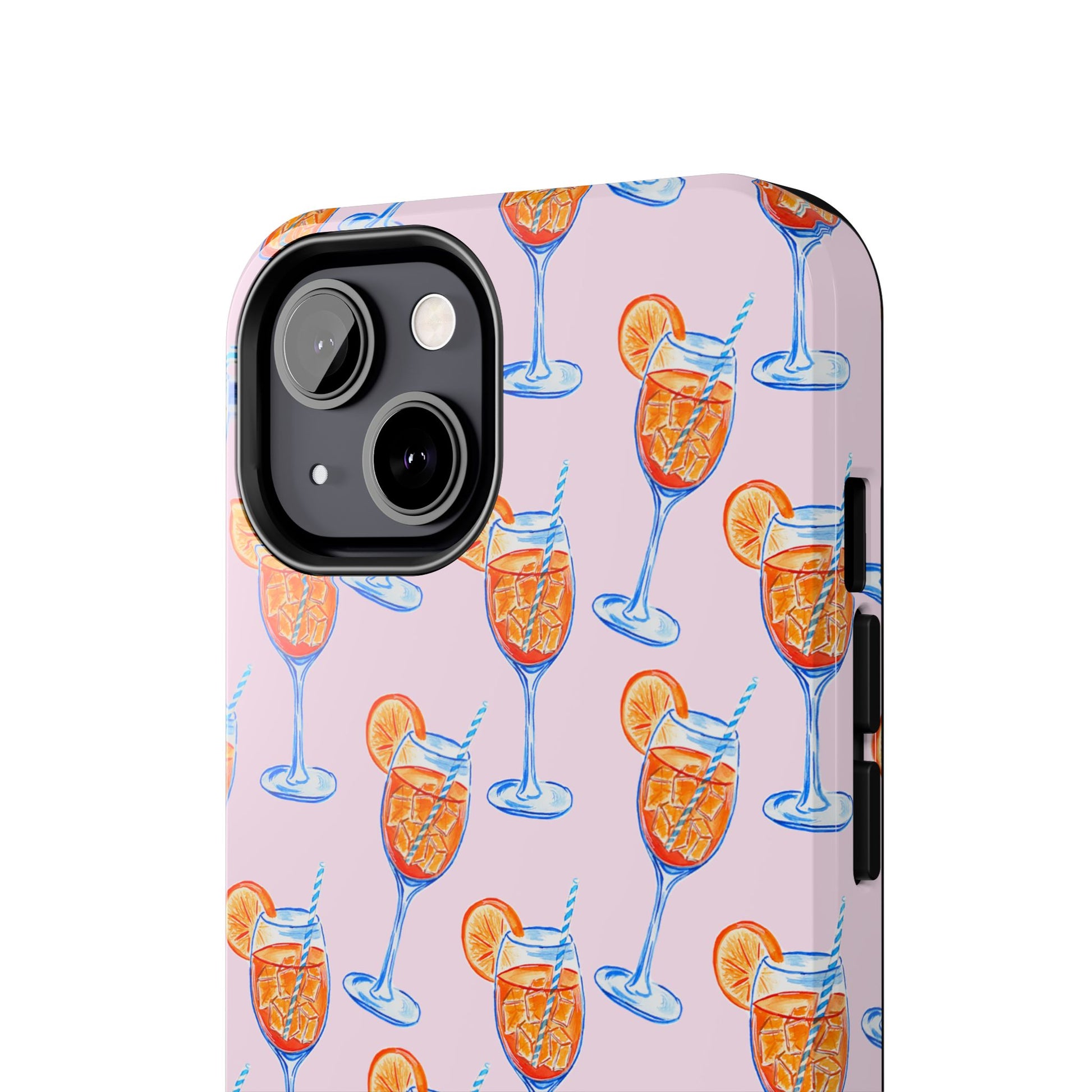 Orange & Blue Aperol Spritz Watercolor Patterned Blush Pink Tough Phone Case | Various Models
