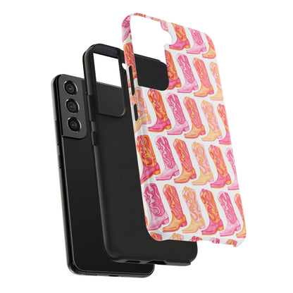 Rows of Hot Pink & Orange Cowboy Boots Tough Phone Cases | Various Models Available