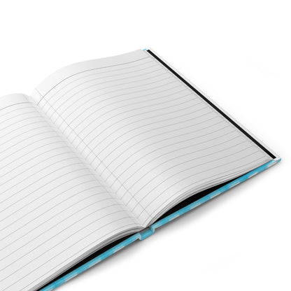 Turquoise Blue Gingham Watercolor Illustrated Hardcover Lined Journal Matte 8"x 5.75"