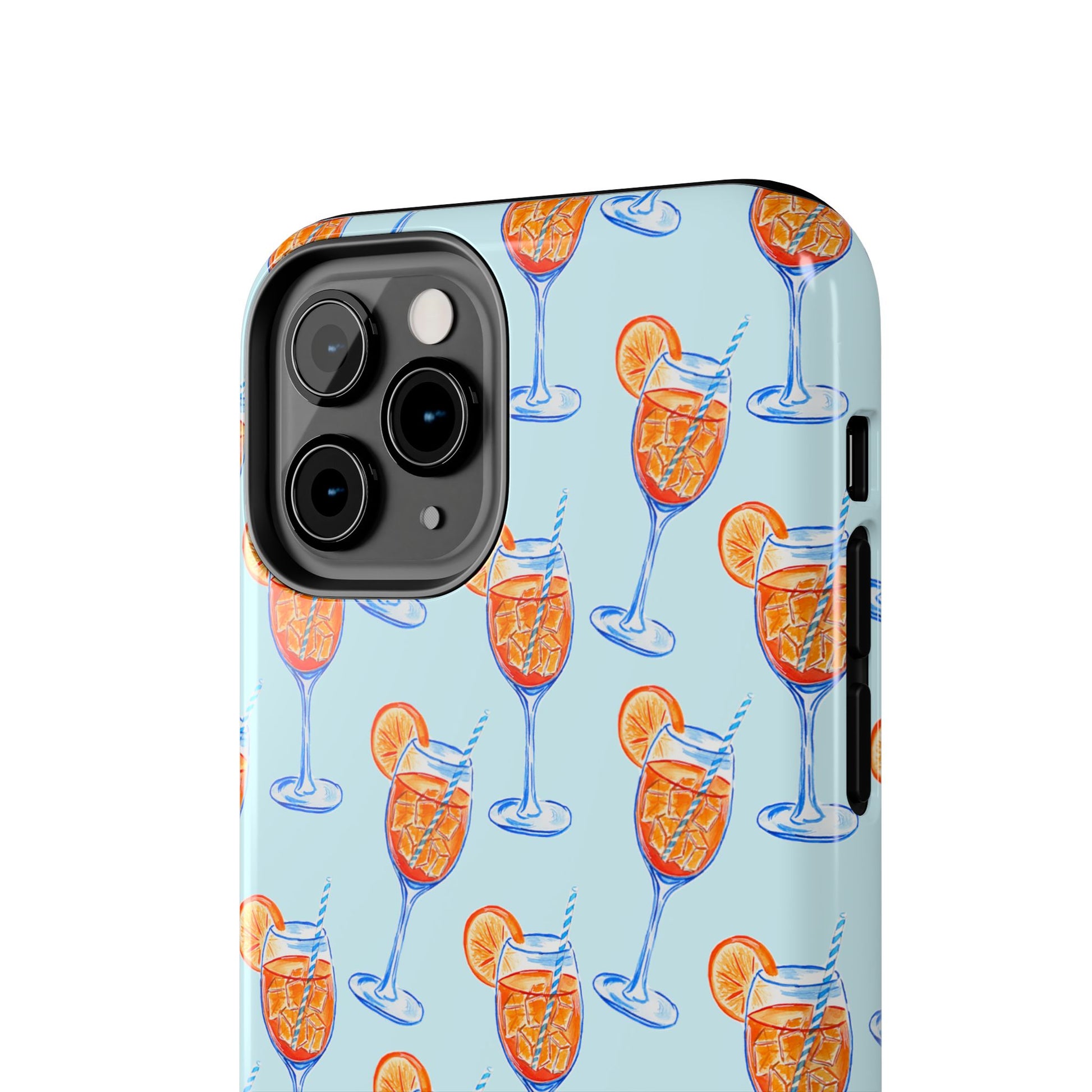Orange & Blue Aperol Spritz Watercolor Pattern Turquoise Phone Case | Various Models