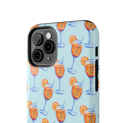 Orange & Blue Aperol Spritz Watercolor Pattern Turquoise Phone Case | Various Models