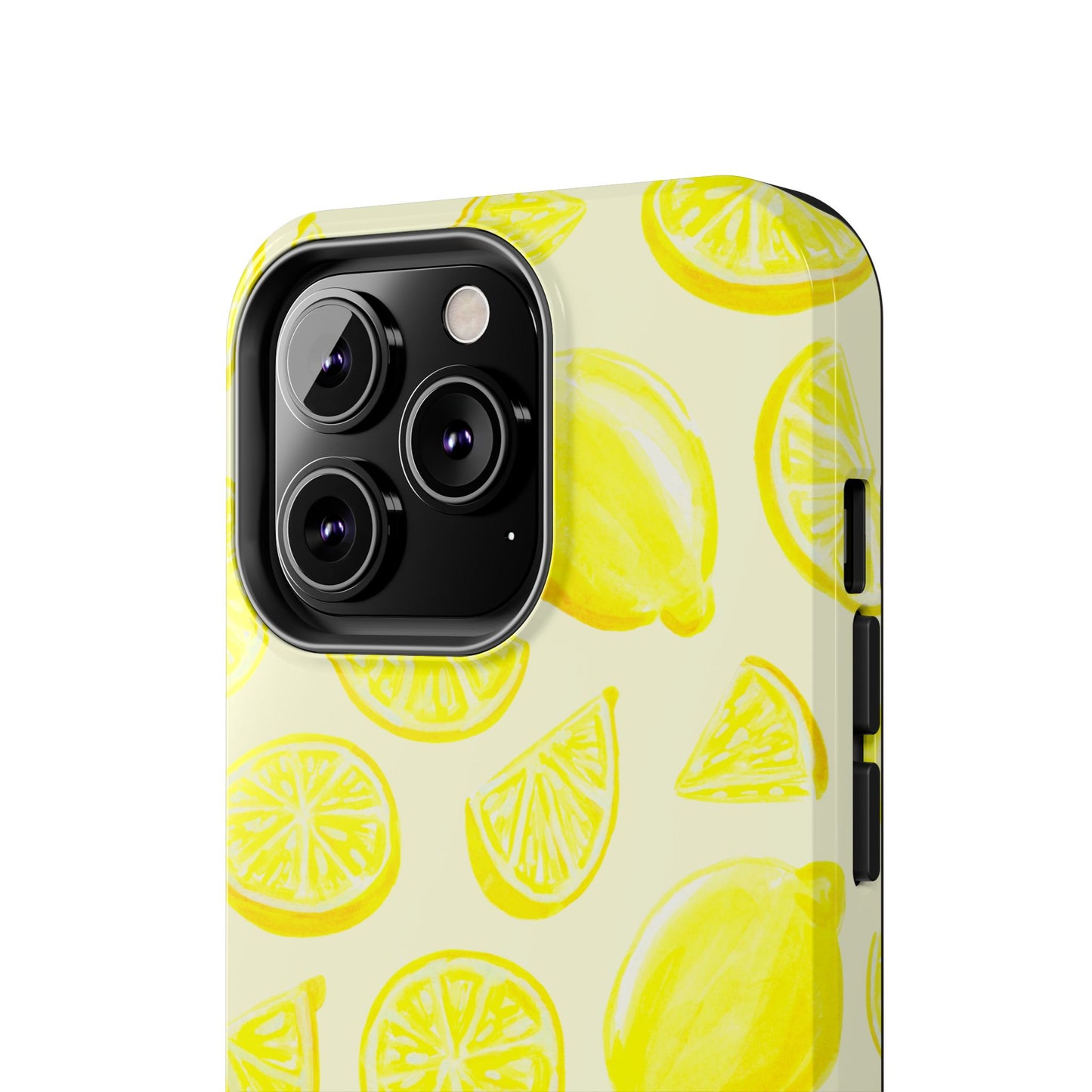 Bright Yellow Lemons Watercolor Illustrated Tossed Pattern Pale Yellow Tough Phone Case | Various Models