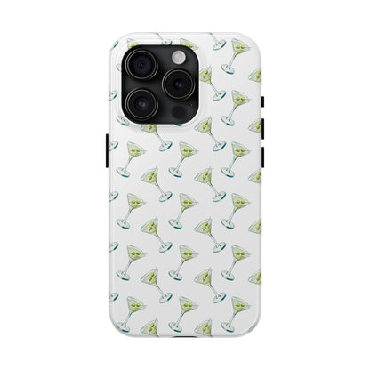 Martini Watercolor Illustrated Tossed Pattern Tough Phone Case | Various Models Available iPhone 15 Pro