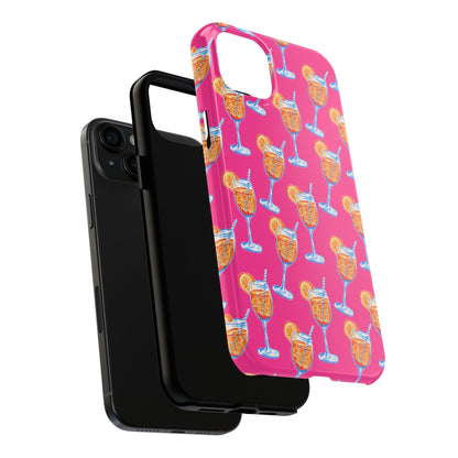 Orange & Blue Aperol Spritz Watercolor Pattern Hot Pink Phone Case | Various Models