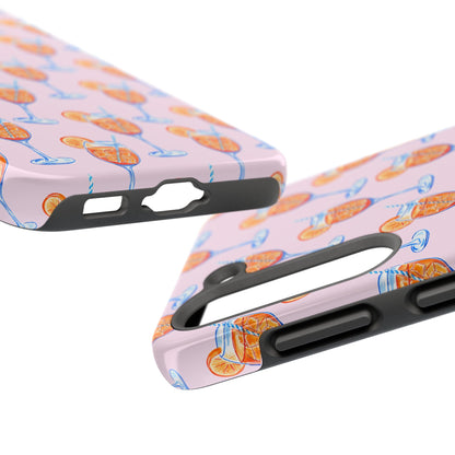 Orange & Blue Aperol Spritz Watercolor Patterned Blush Pink Tough Phone Case | Various Models