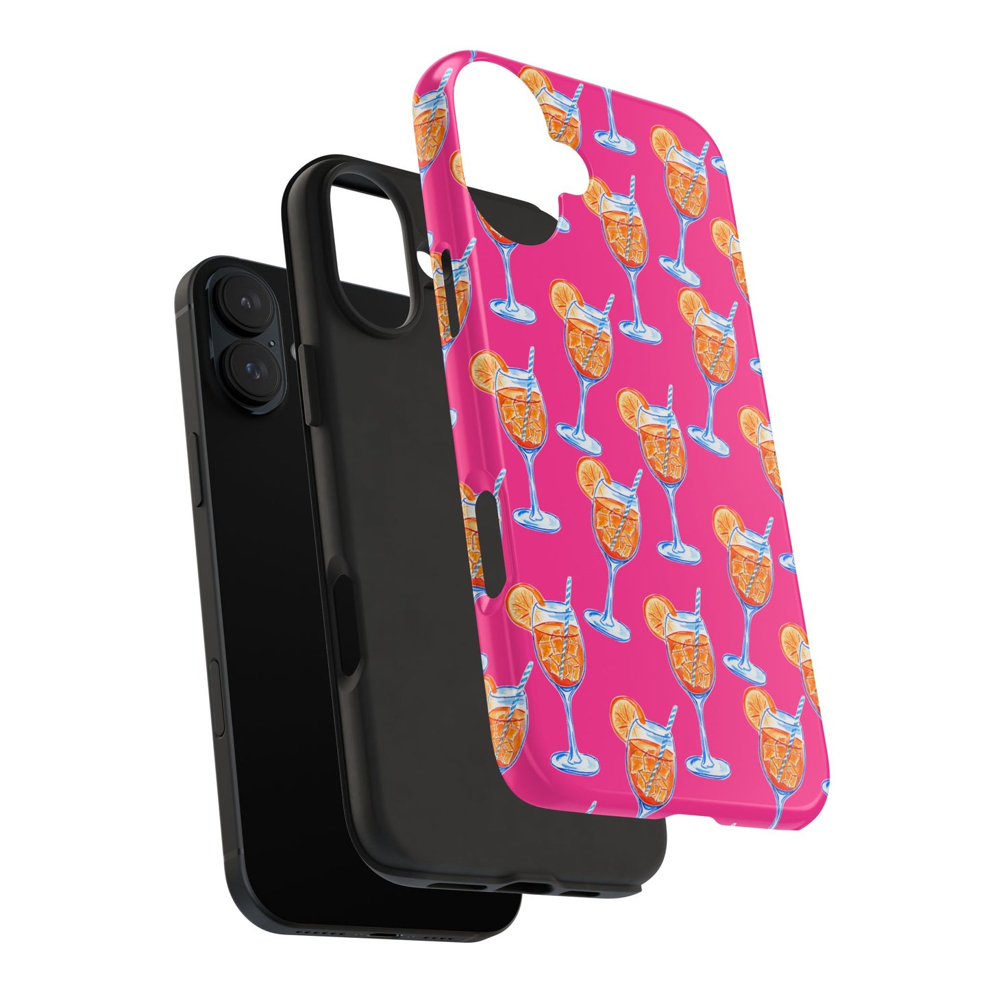 Orange & Blue Aperol Spritz Watercolor Pattern Hot Pink Phone Case | Various Models