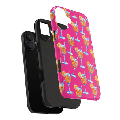 Orange & Blue Aperol Spritz Watercolor Pattern Hot Pink Phone Case | Various Models