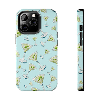 Watercolor Blue and Green Martinis Tossed Illustrated Pattern Turquoise Blue Tough Phone Case | Various Models