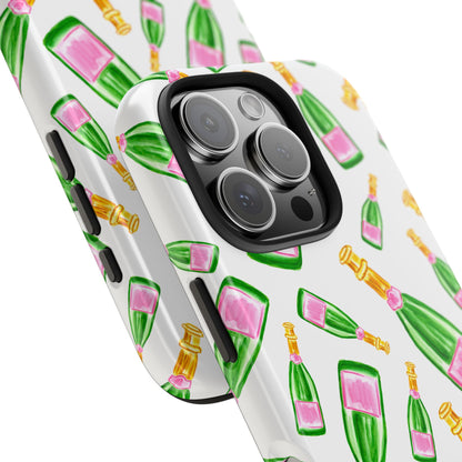 Copy of Tossed Pink and Green Watercolor Illustrated Champagne Bottles Pattern Tough Phone Case | Various Models
