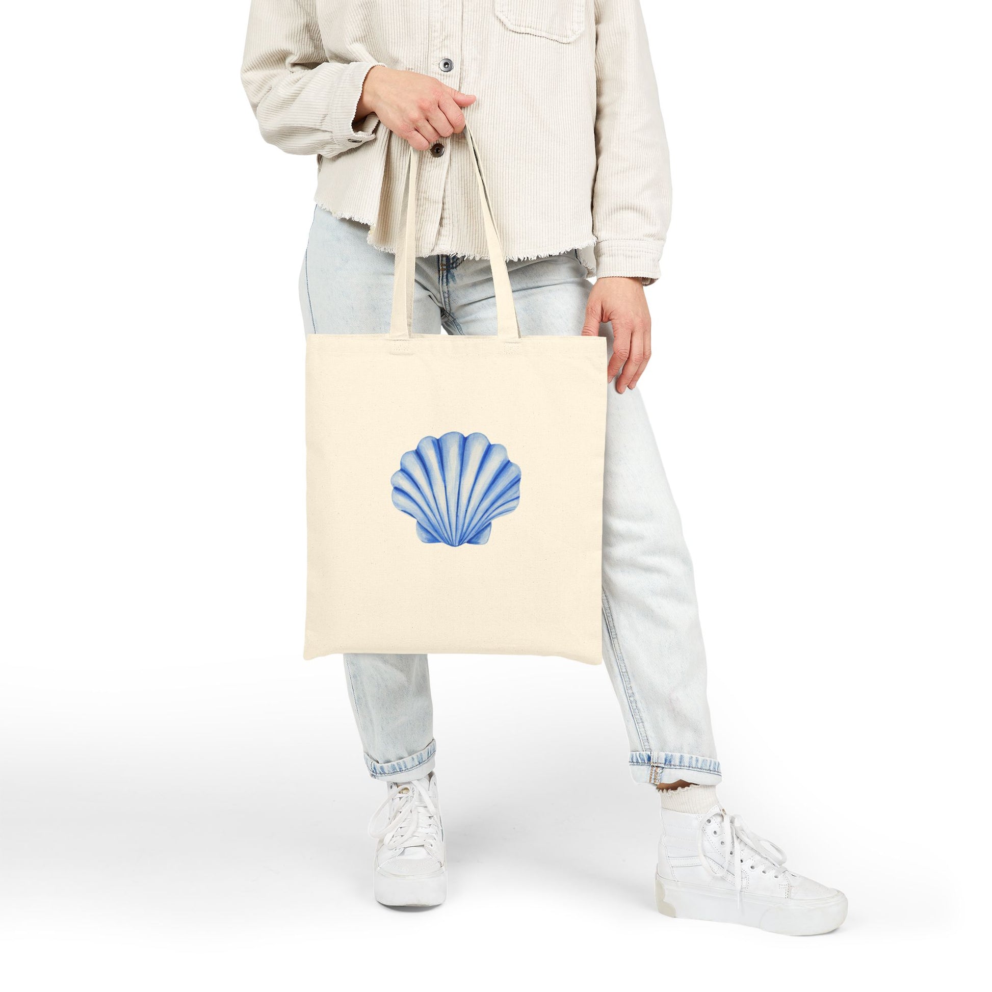 Tote Bag | Blue Watercolor Illustrated Sea Shell