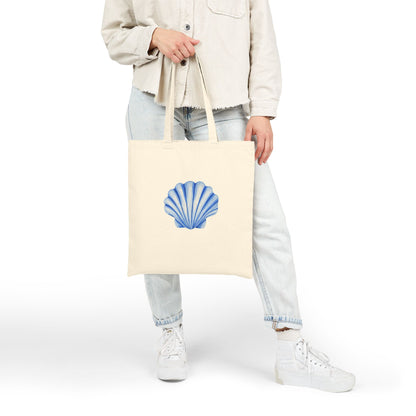 Tote Bag | Blue Watercolor Illustrated Sea Shell