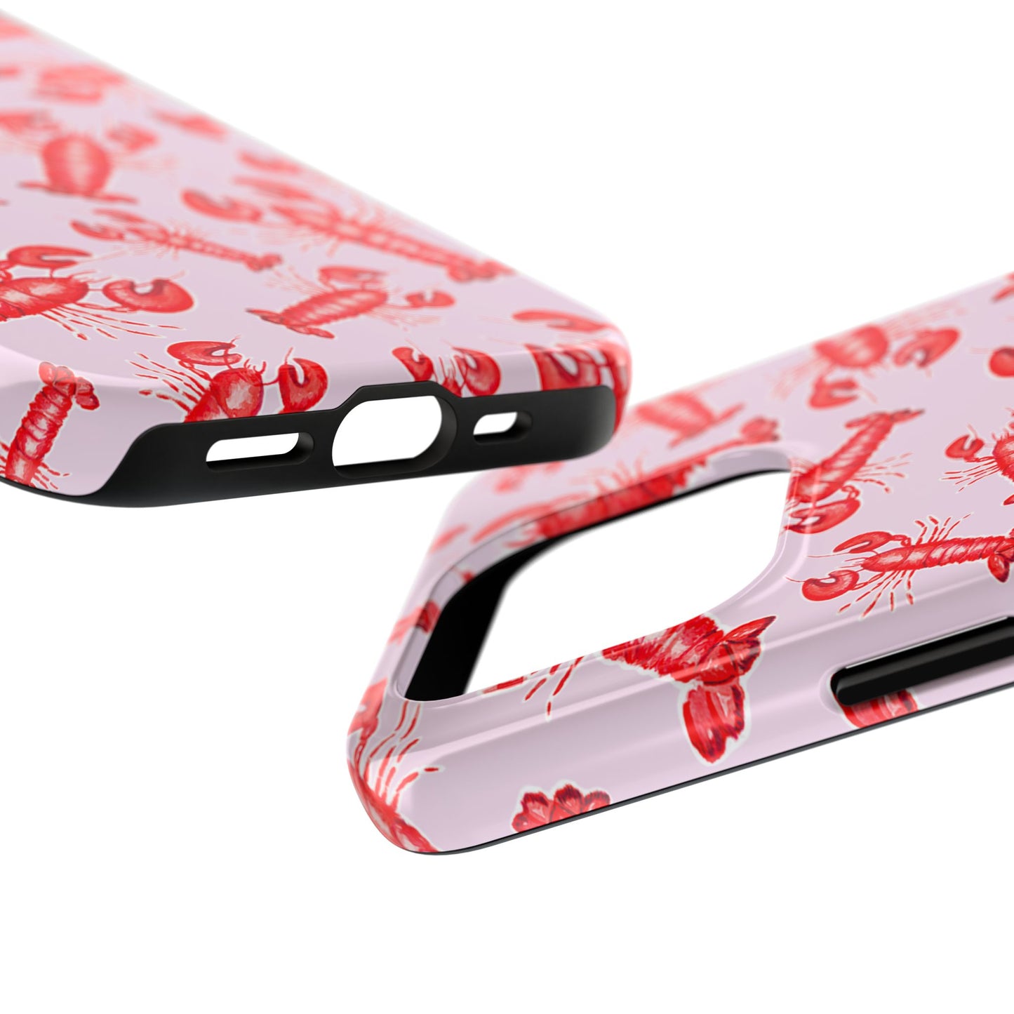 Red Lobster Watercolor Illustrated Tossed Pattern Light Pink Coastal Nautical Tough Phone Case | Various Models