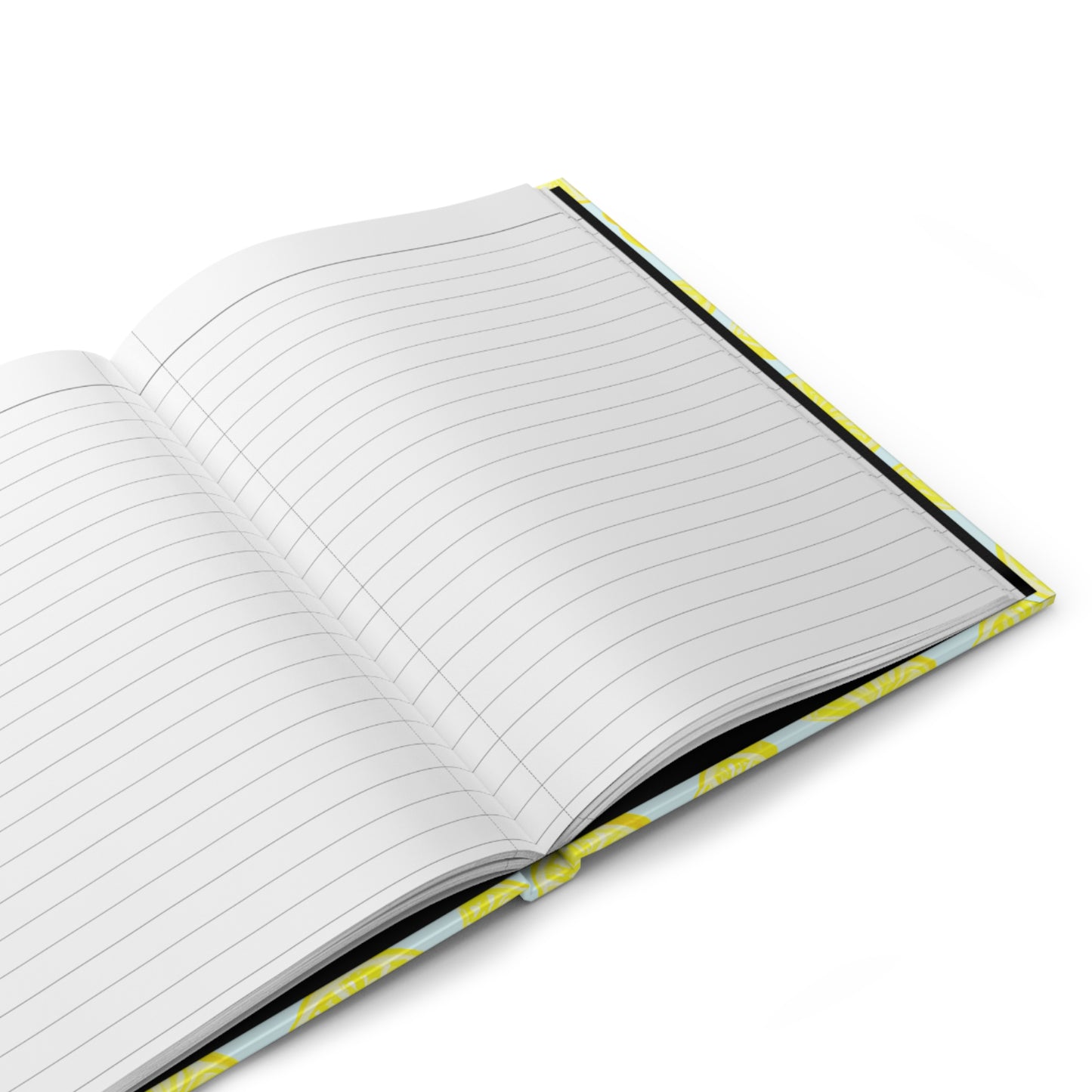 Yellow Lemons Watercolor Illustrated Light Blue Hardcover Lined Journal Matte 8"x5.75"