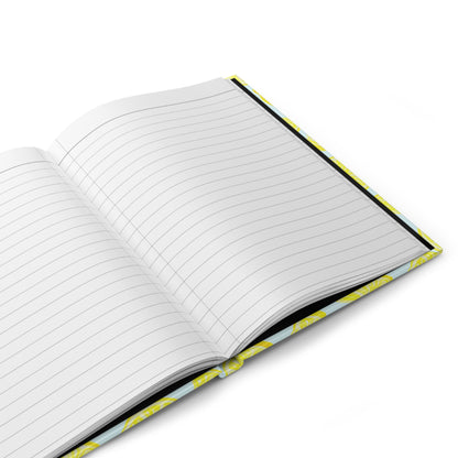 Yellow Lemons Watercolor Illustrated Light Blue Hardcover Lined Journal Matte 8"x5.75"