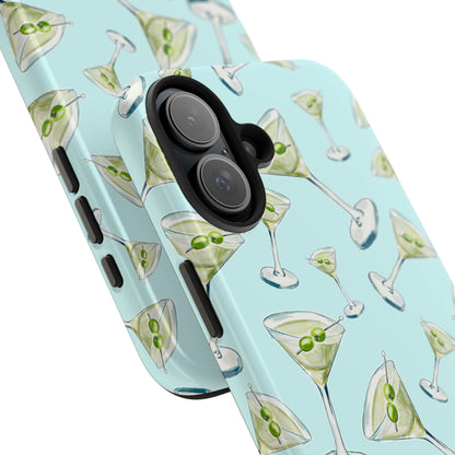 Watercolor Blue and Green Martinis Tossed Illustrated Pattern Turquoise Blue Tough Phone Case | Various Models