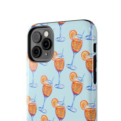 Orange & Blue Aperol Spritz Watercolor Pattern Turquoise Phone Case | Various Models