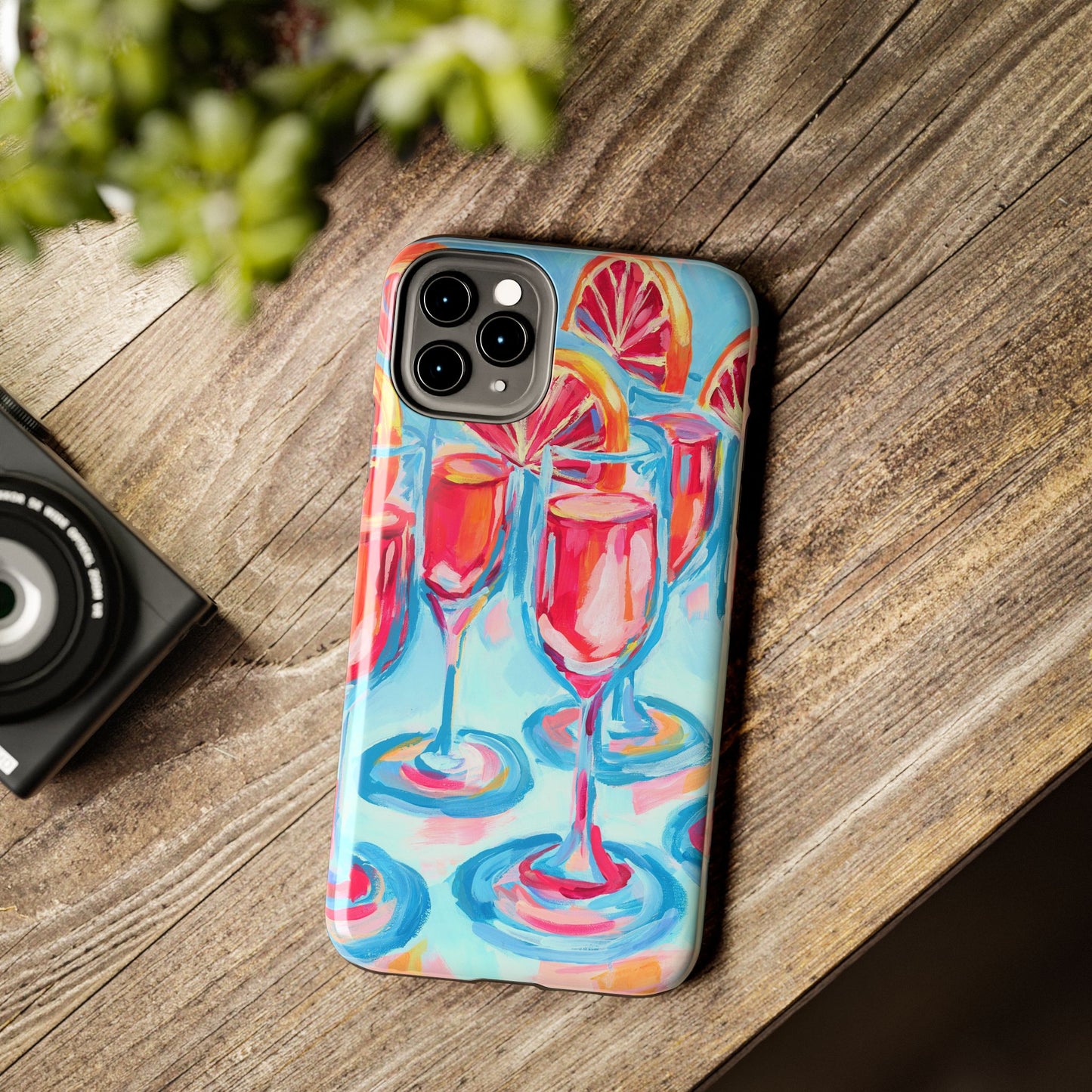 Pink Blood Orange Mimosas Blue Champagne Flute Acrylic Tough Phone Case | Various Models Available