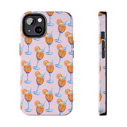 Orange & Blue Aperol Spritz Watercolor Patterned Blush Pink Tough Phone Case | Various Models iPhone 13