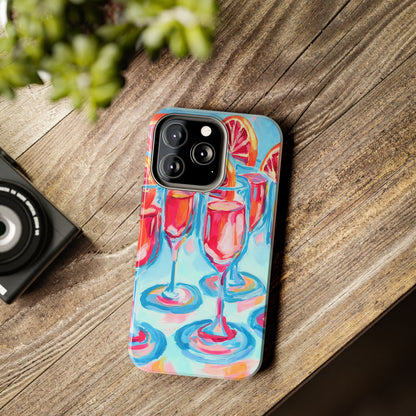 Pink Blood Orange Mimosas Blue Champagne Flute Acrylic Tough Phone Case | Various Models Available