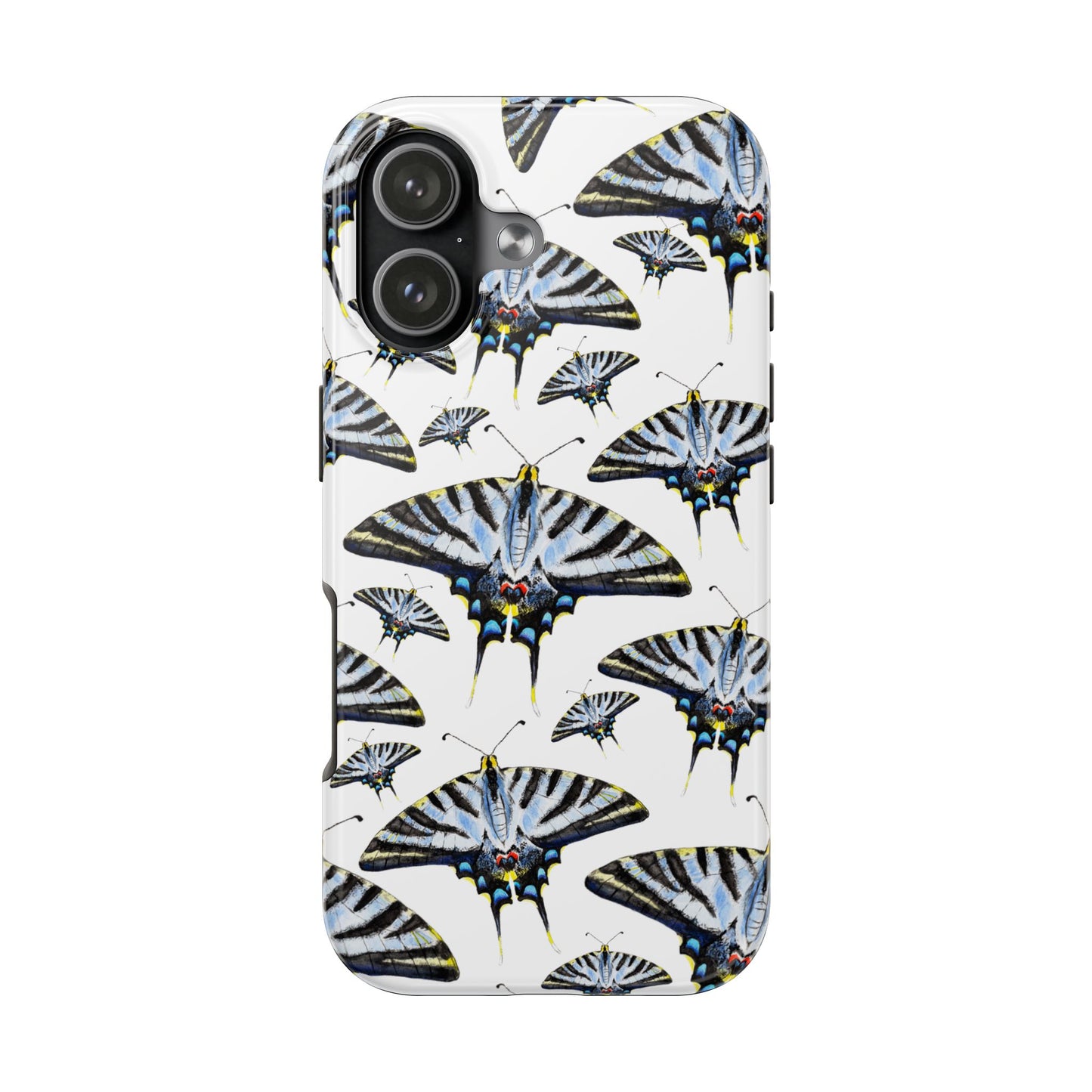 Light Blue Swallowtail Butterflies Watercolor Illustrated Pale Blue Tough Phone Case | Various Models iPhone 17