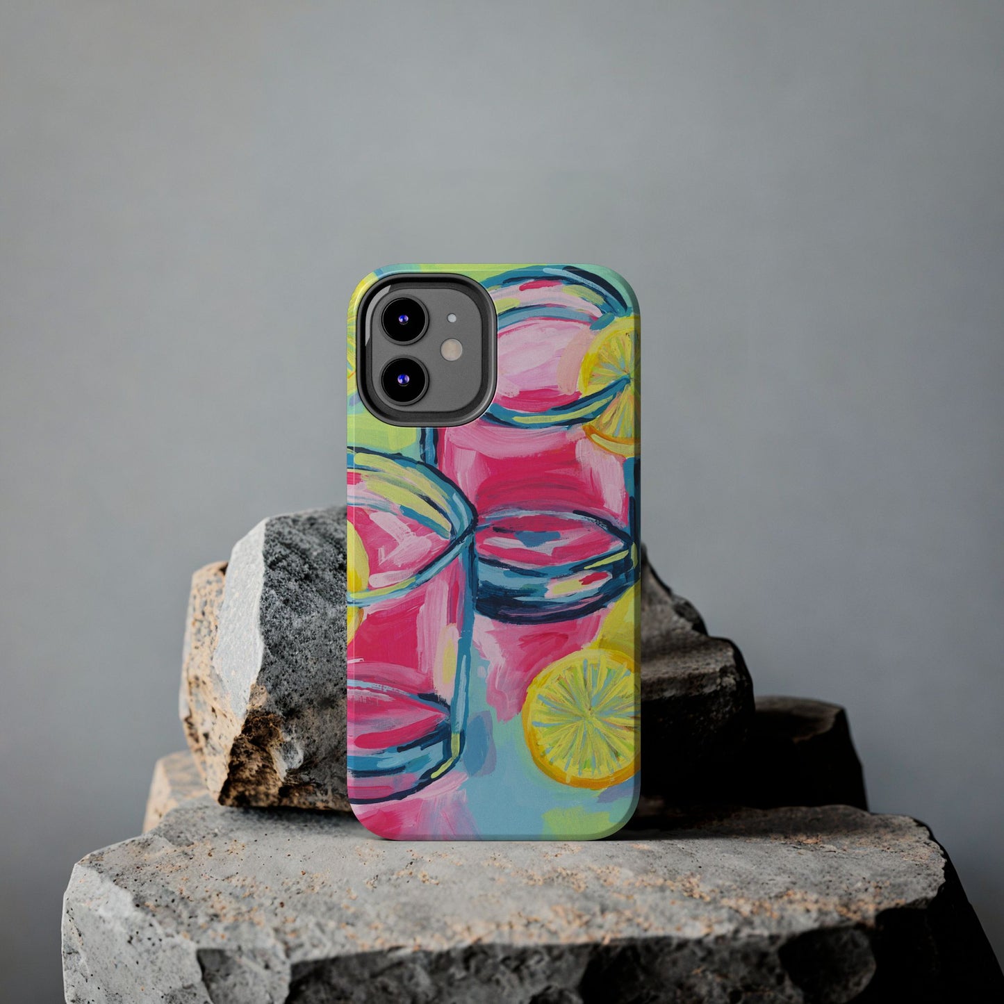 Pink Lemonade Abstract Acrylic Cocktails Tough Phone Case | Various Models Available