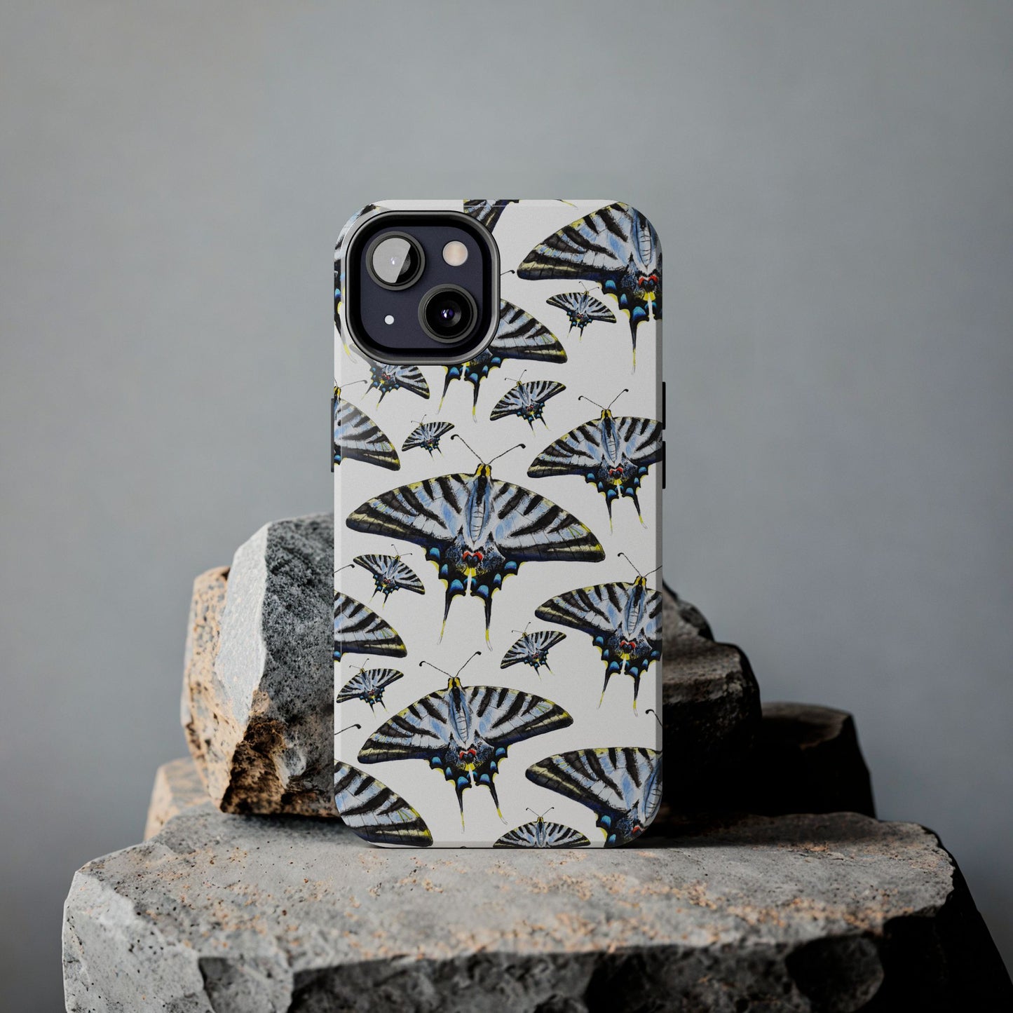 Light Blue Swallowtail Butterflies Watercolor Illustrated Pale Blue Tough Phone Case | Various Models