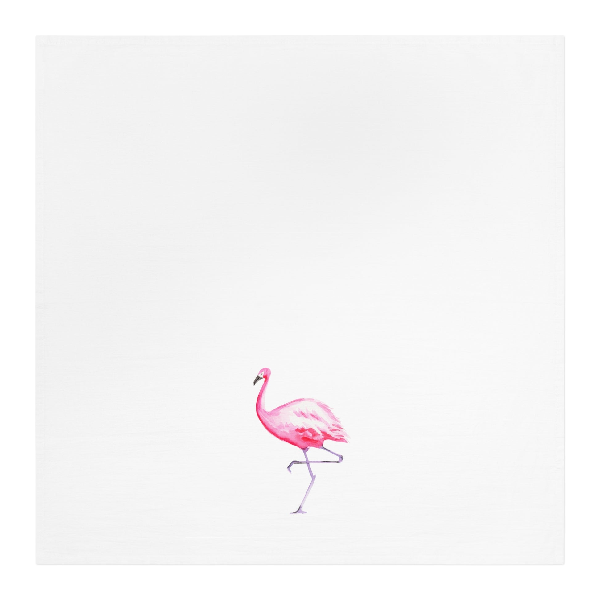 Pink Flamingo Watercolor Illustrated Tea Towel