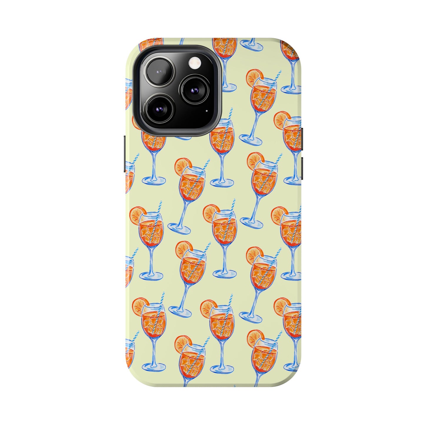 Lemon Yellow Orange & Blue Aperol Spritz Watercolor Patterned Tough Phone Case | Various Models