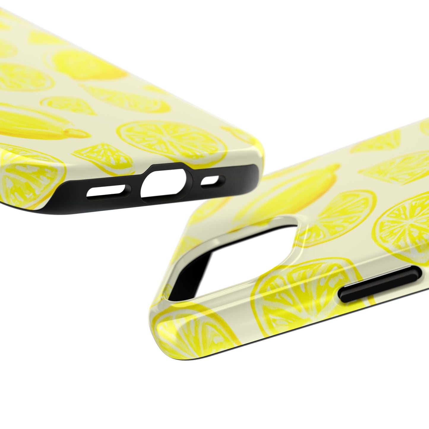 Bright Yellow Lemons Watercolor Illustrated Tossed Pattern Pale Yellow Tough Phone Case | Various Models