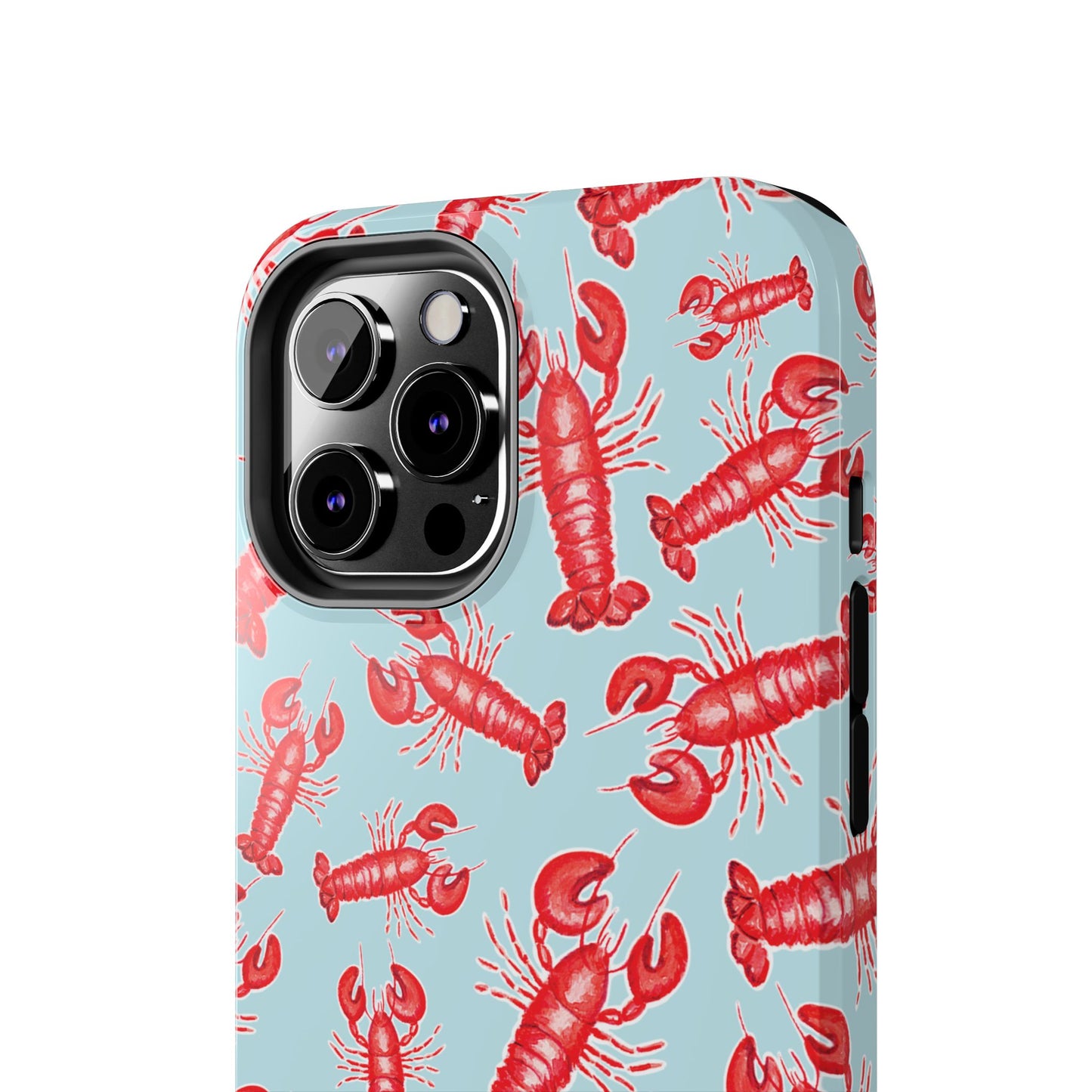 Red Lobster Watercolor Illustrated Tossed Pattern Light Blue Tough Phone Case | Various Models