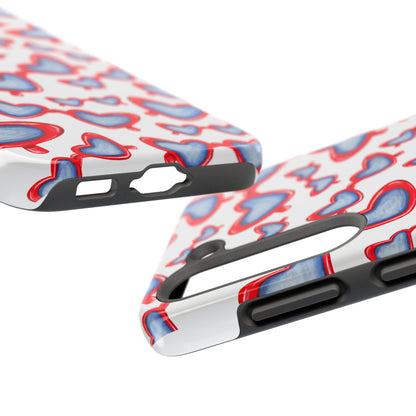 Red, White, & Blue Heart Shaped Watercolor Sunglasses Tossed Pattern Tough Phone Cases