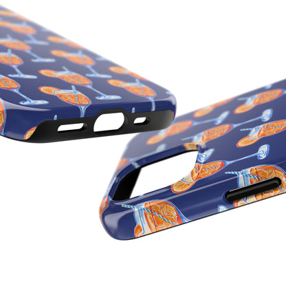 Orange & Blue Aperol Spritz Watercolor Pattern Navy Tough Case | Various Models