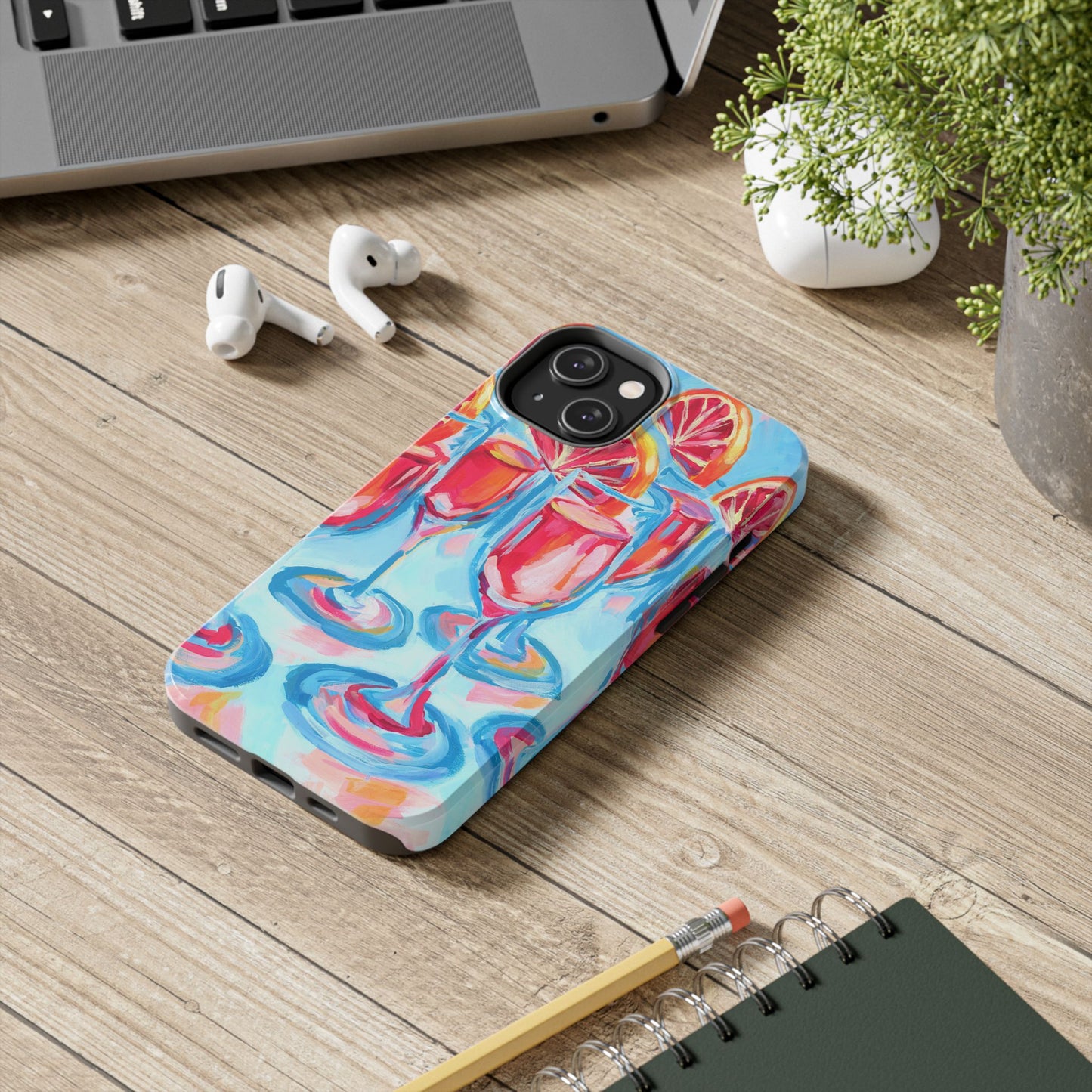 Pink Blood Orange Mimosas Blue Champagne Flute Acrylic Tough Phone Case | Various Models Available