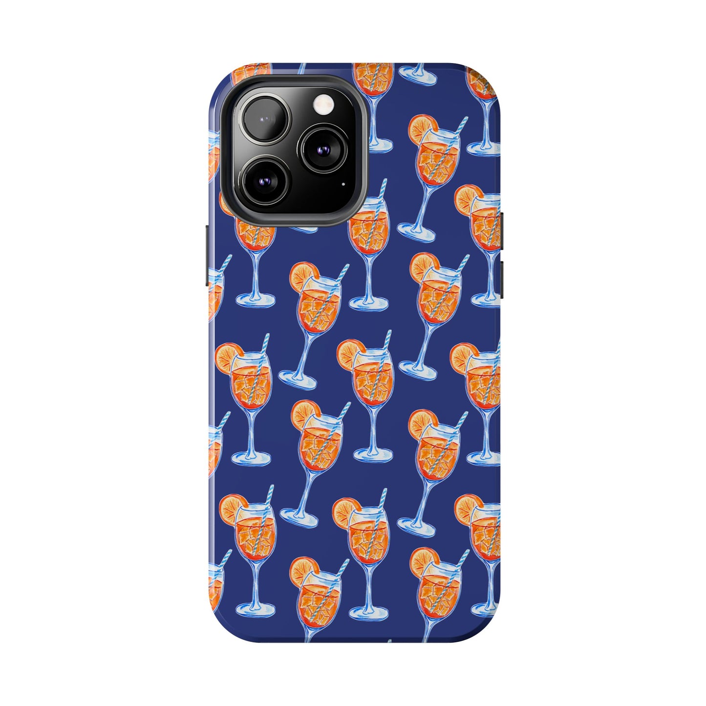 Orange & Blue Aperol Spritz Watercolor Pattern Navy Tough Case | Various Models