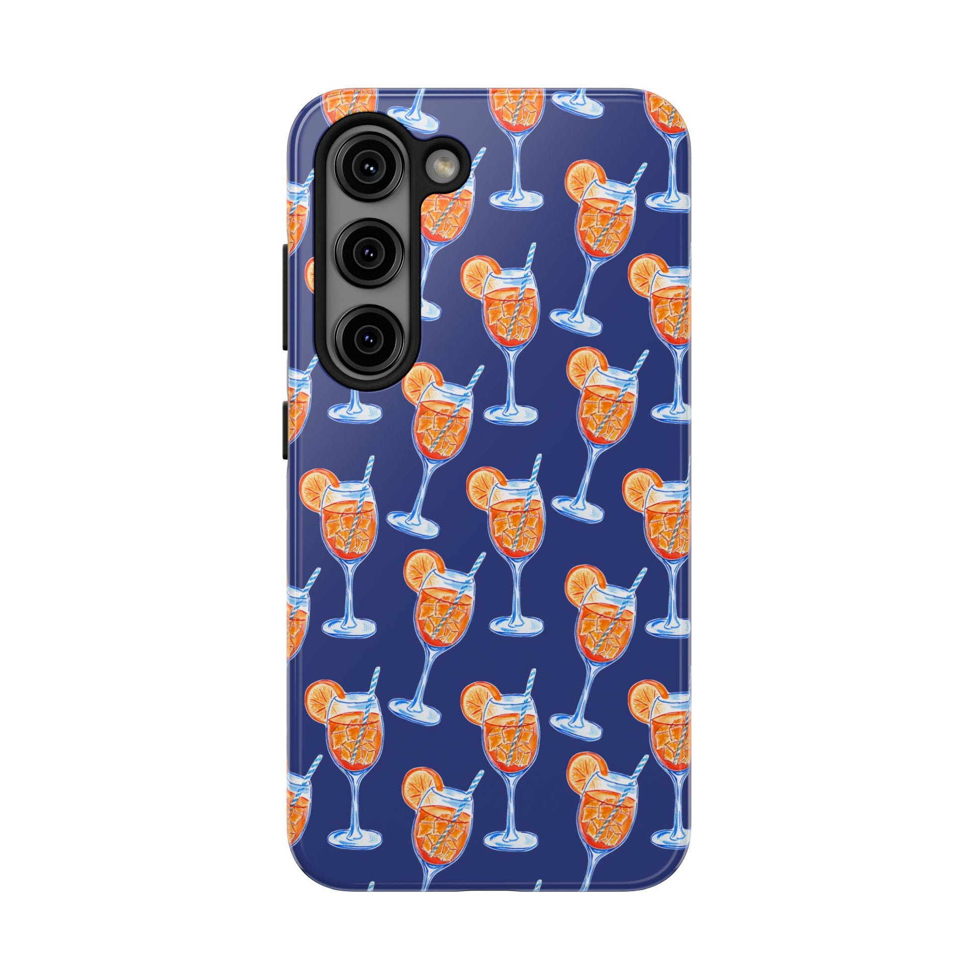 Orange & Blue Aperol Spritz Watercolor Pattern Navy Tough Case | Various Models Samsung Galaxy S23