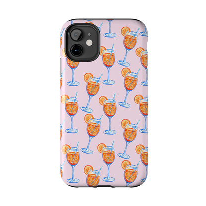 Orange & Blue Aperol Spritz Watercolor Patterned Blush Pink Tough Phone Case | Various Models iPhone 11