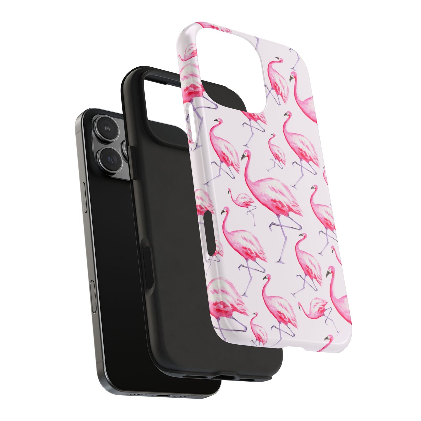 Pink Flamingos Watercolor Illustrated Tossed Pattern Blush Phone Case | Various Models