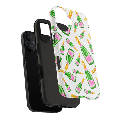 Copy of Tossed Pink and Green Watercolor Illustrated Champagne Bottles Pattern Tough Phone Case | Various Models