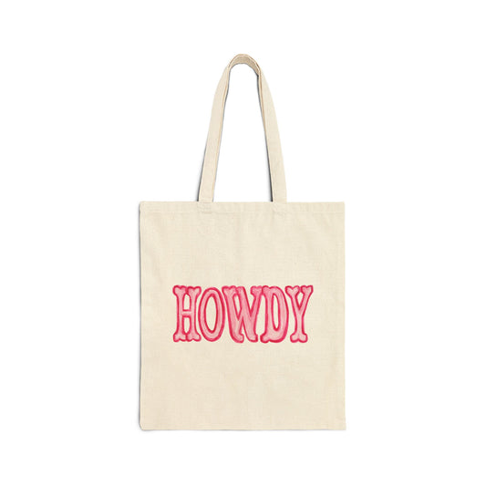 Canvas Tote | Howdy Hot Pink Watercolor Farmers Market Tote | Bachelorette Western Preppy Gift | Coastal Cowgirl