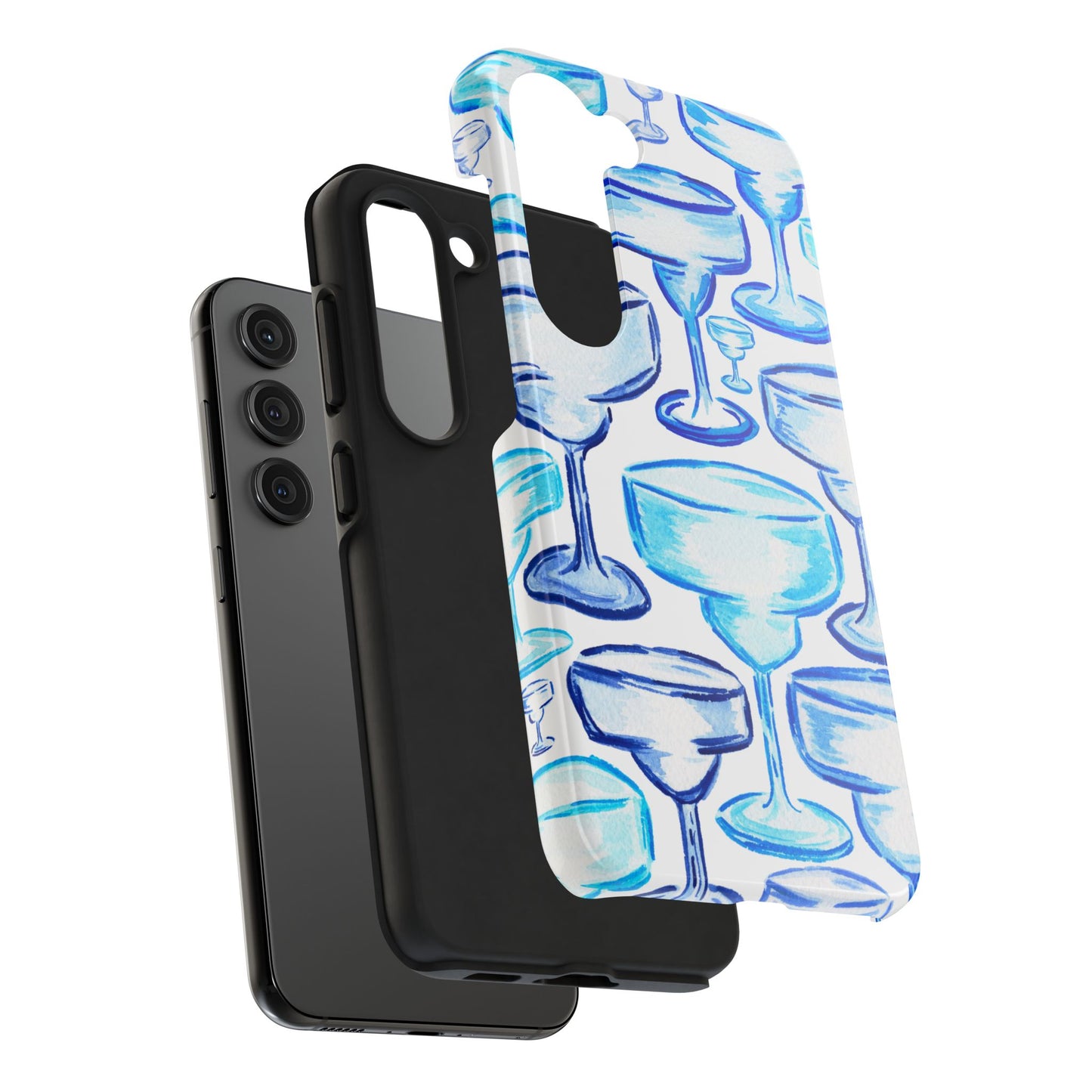 Coastal Shades of Blue Watercolor Margaritas Tough Phone Case | Various Models Available