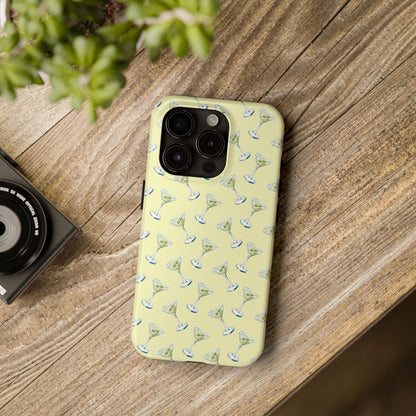 Yellow Mini Martini Watercolor Illustrated Tossed Pattern Tough Phone Case | Various Models Available