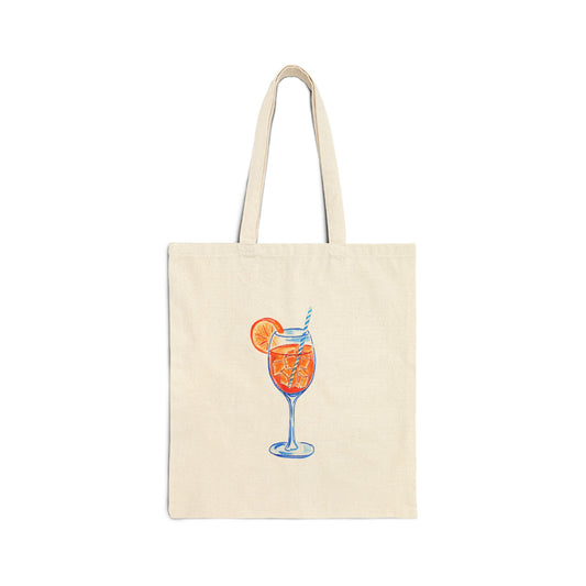 Canvas Tote | Aperol Spritz  Blue & Orange Watercolor Farmers Market Tote | Cocktail Bachelorette Gift Hostess