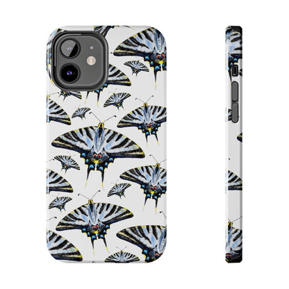 Light Blue Swallowtail Butterflies Watercolor Illustrated Pale Blue Tough Phone Case | Various Models iPhone 12